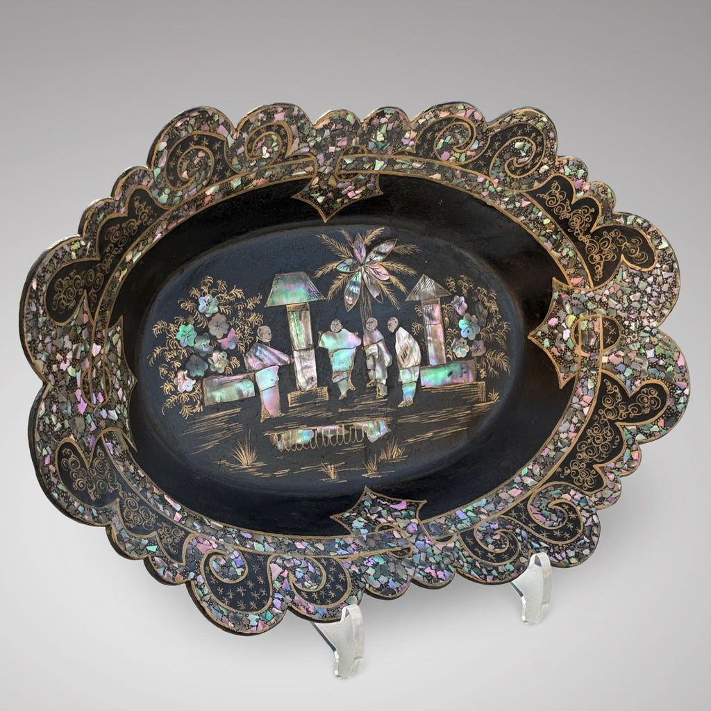 Chinoiserie Mother of Pearl Inlaid Papier Mache Dish - Main View - 1