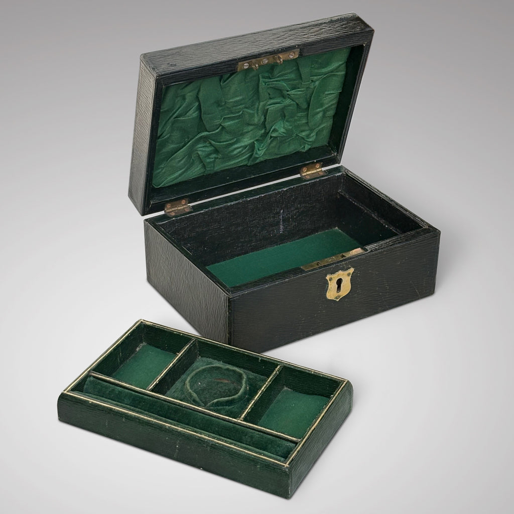 Victorian Leather Travelling Jewellery Box - Inside View - 3