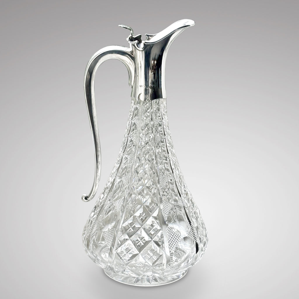 Edwardian Lead Crystal & Silver Claret Jug - Main View - 2