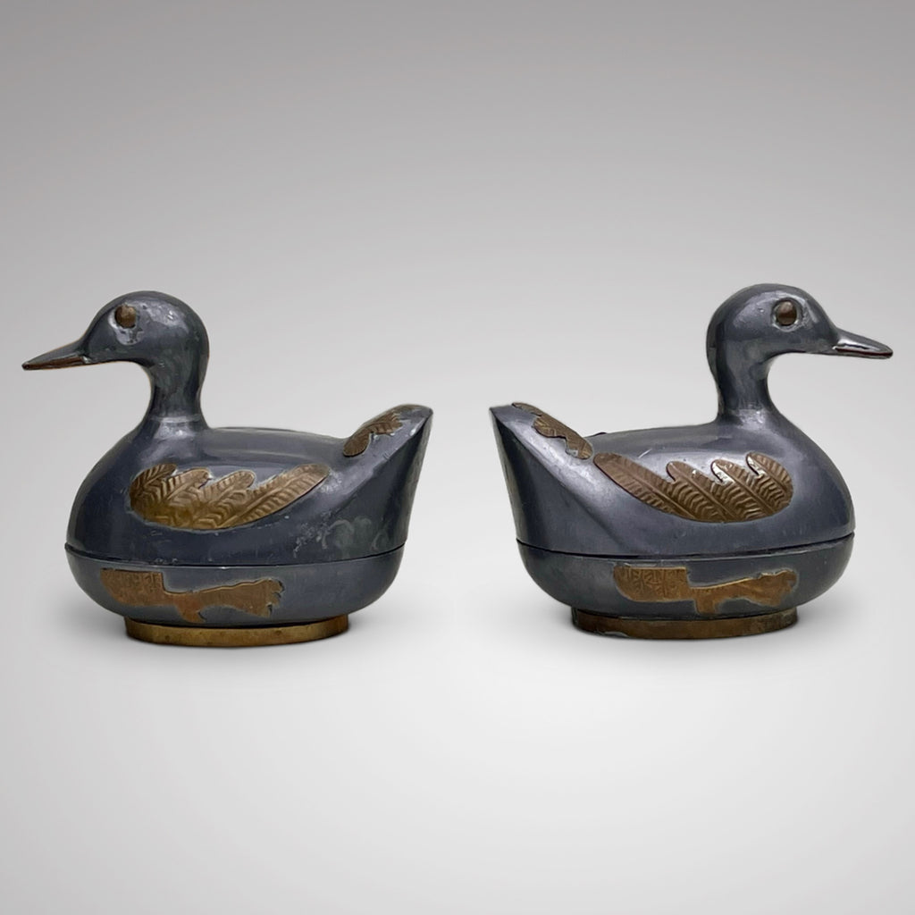 Pair of Late Qing Chinese Pewter Duck Boxes - Main View - 1