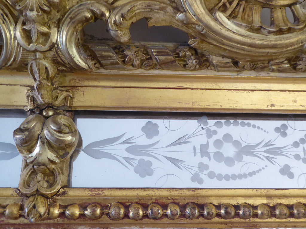 19th Century Giltwood  Wall Mirror detail - close up view