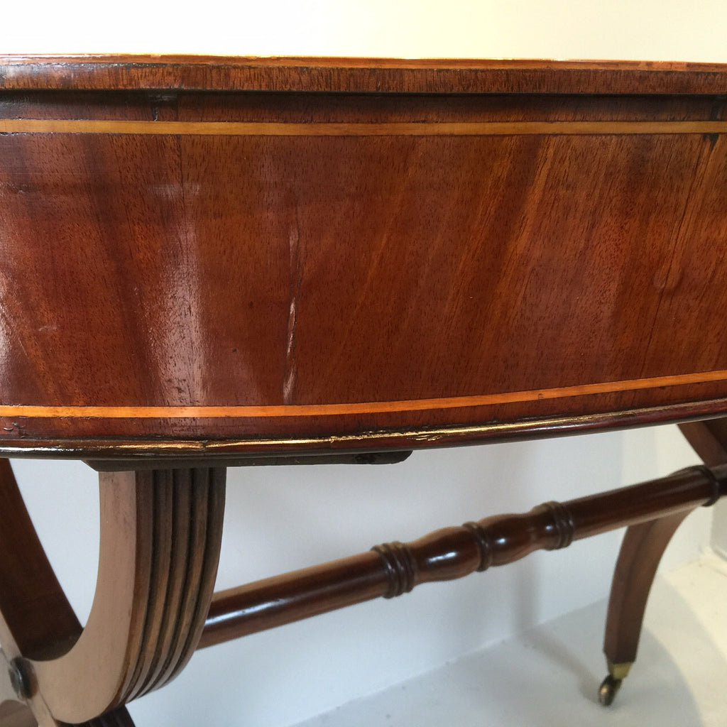 Antique Mahogany Kidney Shaped Writing Table -Back View One