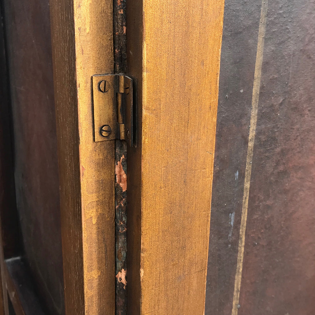 Exquisite 19th Century Painted Leather Screen - Detail View - 11