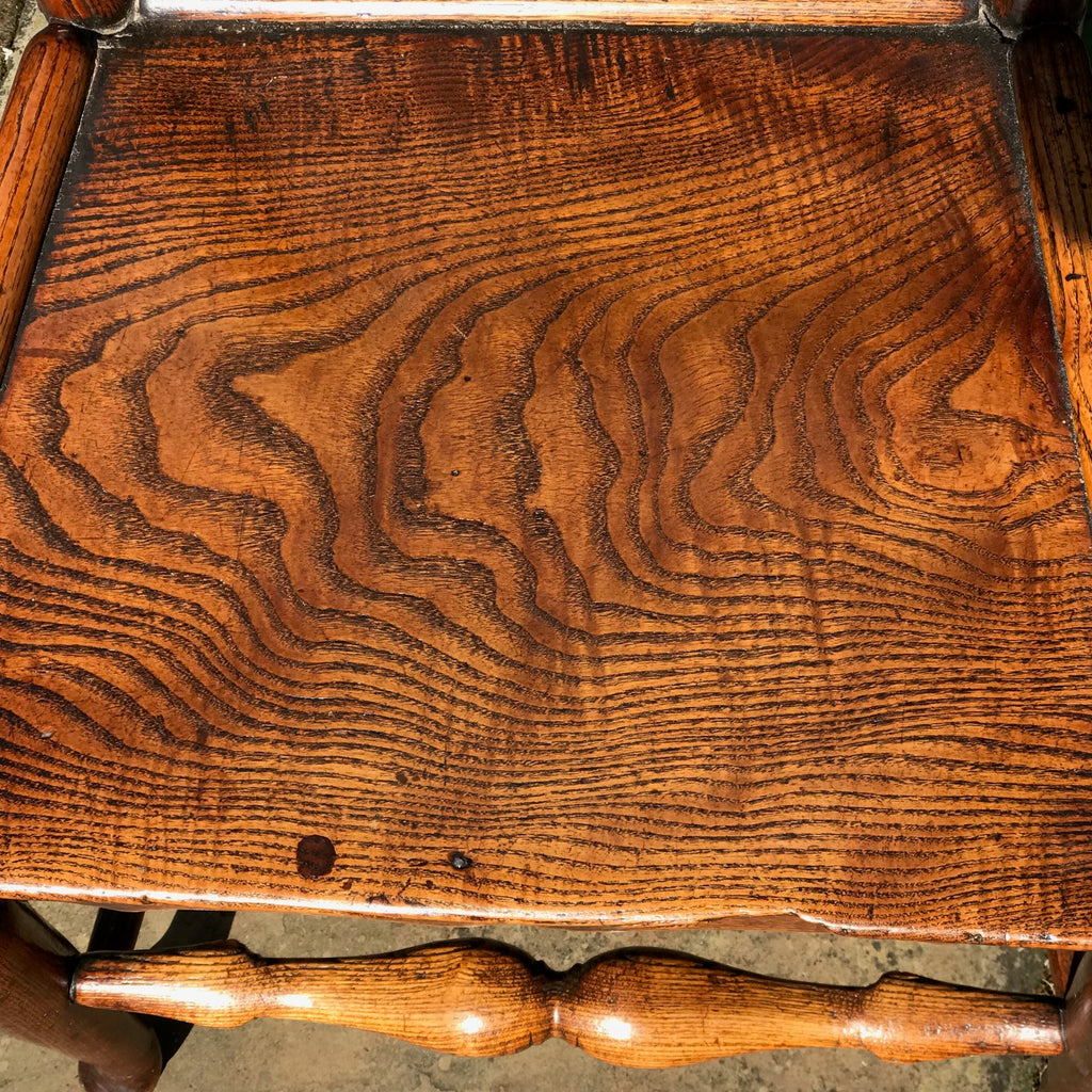 Pair of 19th Century Elm Ladder Back Side Chairs - Seat View - 3