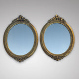 Pair of Victorian Giltwood & Gesso Oval Mirrors - Front View-1