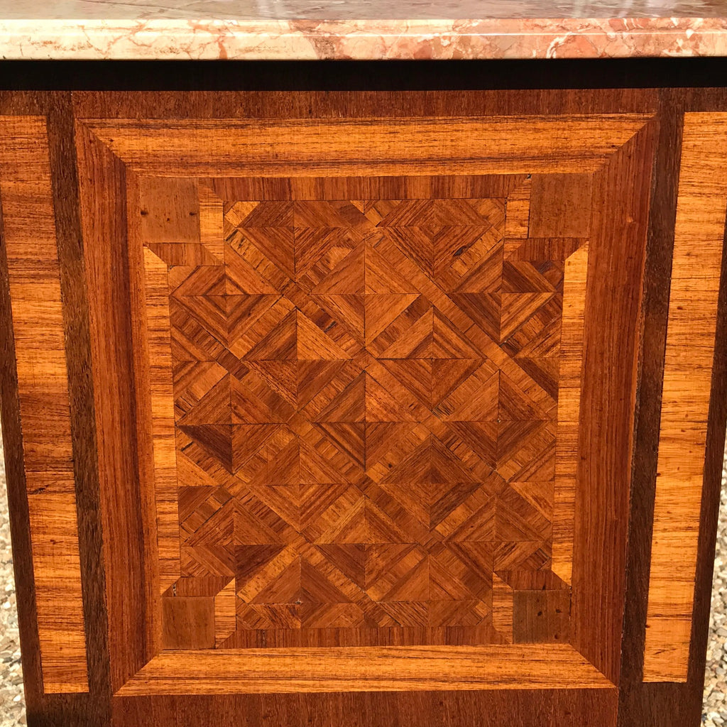 19th Century Walnut & Kingwood Marble Topped Commode - Side View -2