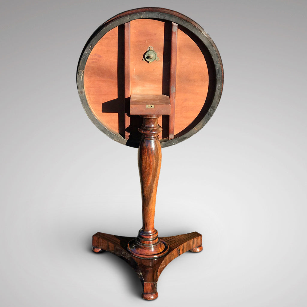William IV Rosewood Circular Tilt Top Lamp Table - Back  View - 3