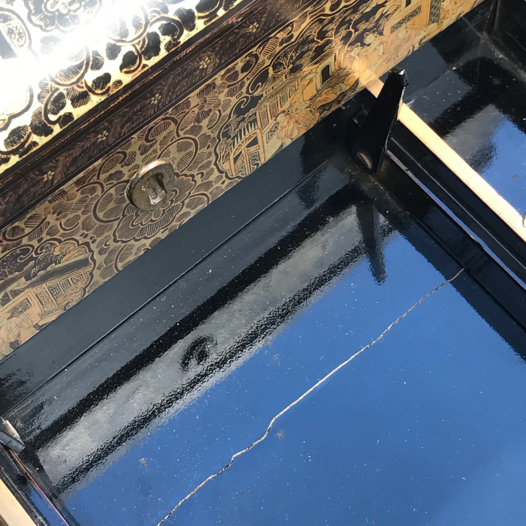 19th Century Chinoiserie Lacquered Sewing Chest - View of Base of Drawer - 6