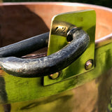 Large 19th Century Copper & Brass Bound Log Bin - Handle Detail View - 3