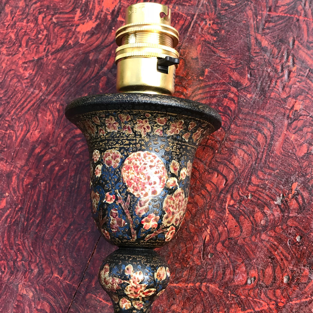 Pair of 19th Century Painted Kashmir Table Lamps - Top View - 6