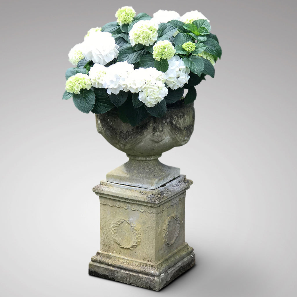 Composite Stone Garden Planter on Pedestal Base - Main View - 1